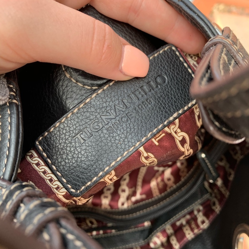 Leather Tignanello Black HandBag